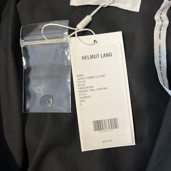 Helmut Lang Jersey Combo Long Sleeve Shirt Black Small NWT - Picture 6 of 10